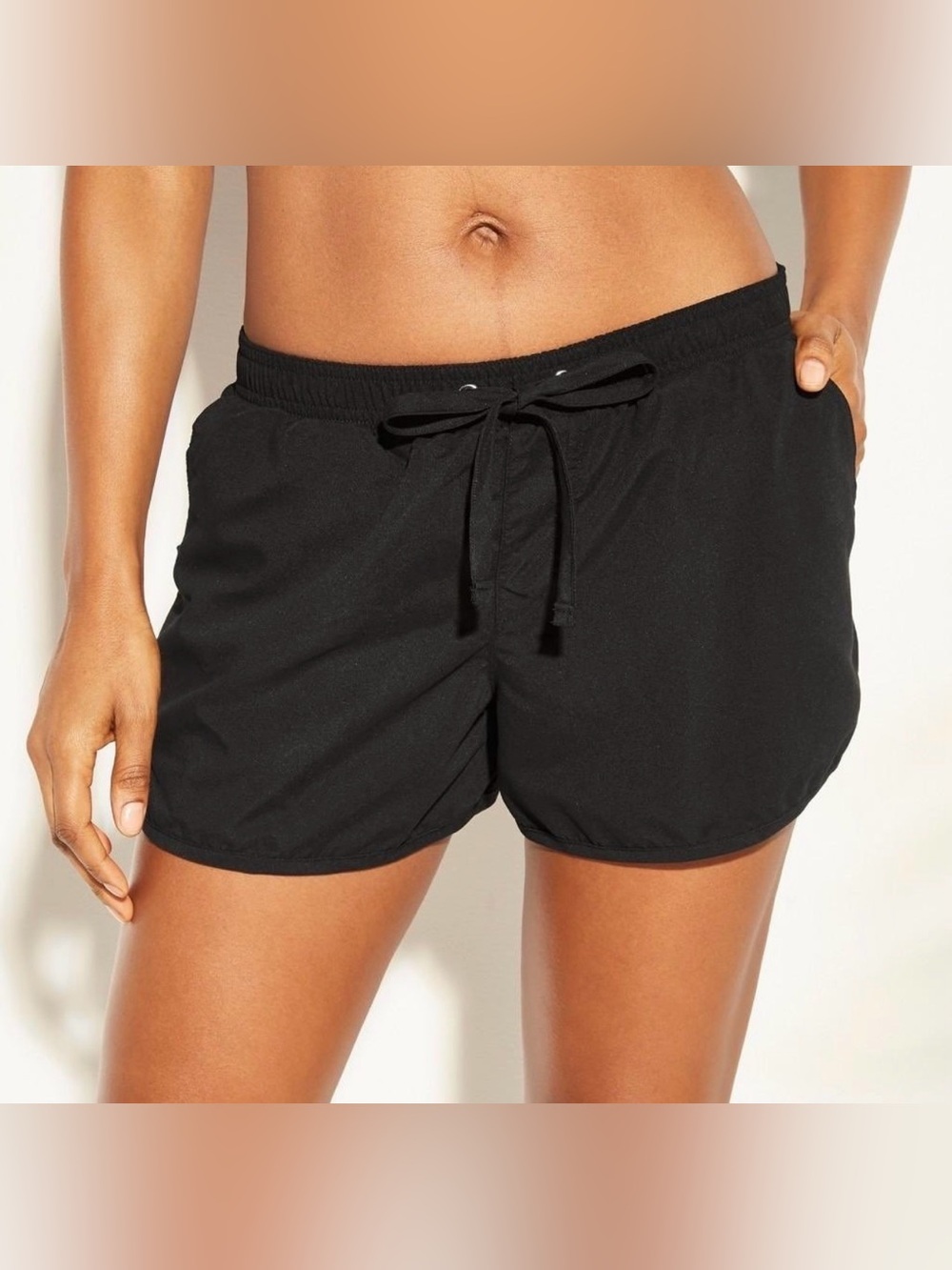 Kona Sol Black Drawstring Swim Shorts with Pockets